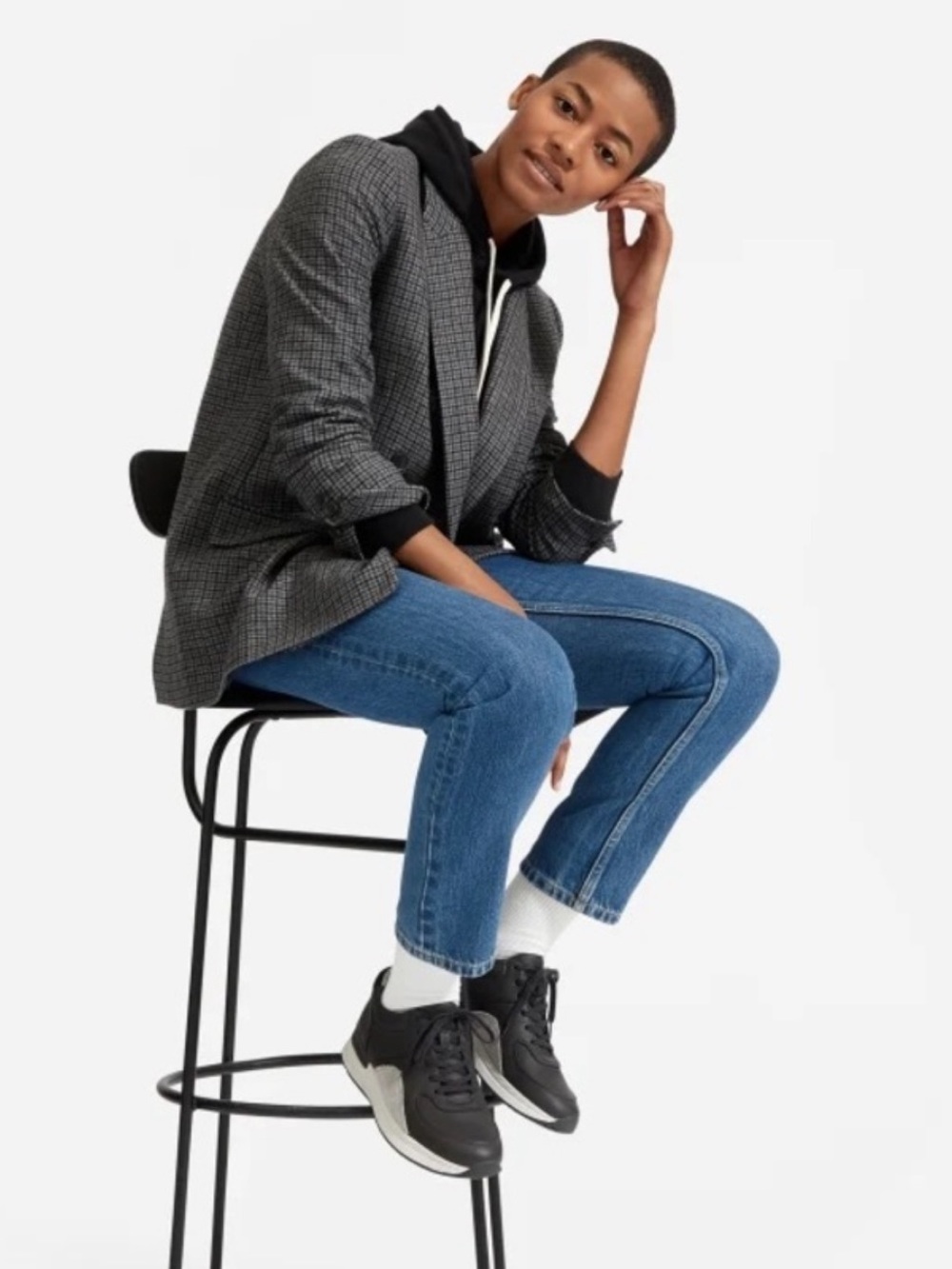 Everlane The Oversized Double Breasted Wool Blazer in Houndstooth - 8
